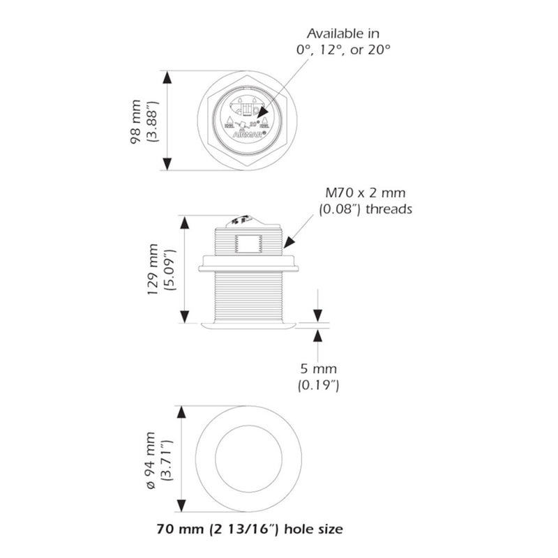 Load image into Gallery viewer, Airmar B75HW High Wide Chirp Transducer - 20 Degree Deadrise, 600W Thru Hull [B75C-20-HW-MM]
